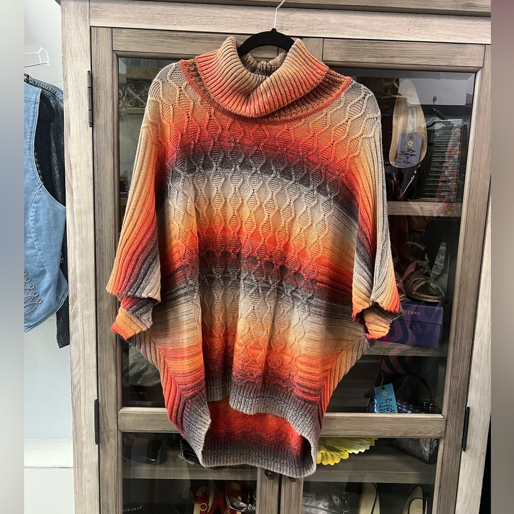 3 Sisters Sunset Ombre Cowl Neck Sweater Size Large